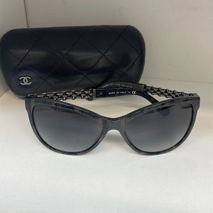 Chanel Acetate Polarized Cat Eye Chain Sunglasses 5326